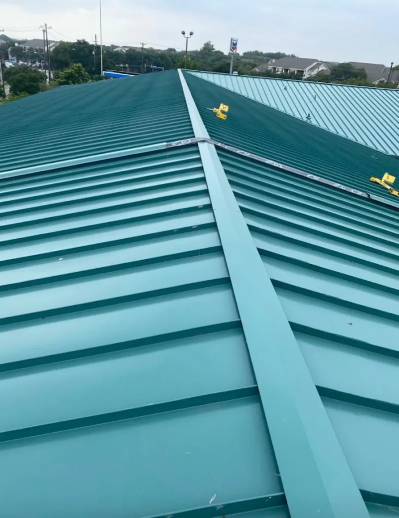 Green commercial metal roof ridge and valley for Metal Roof Repair in Social Circle